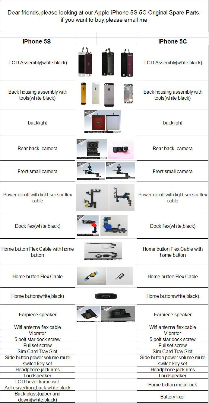 iPhone 5S 5C Spare Parts