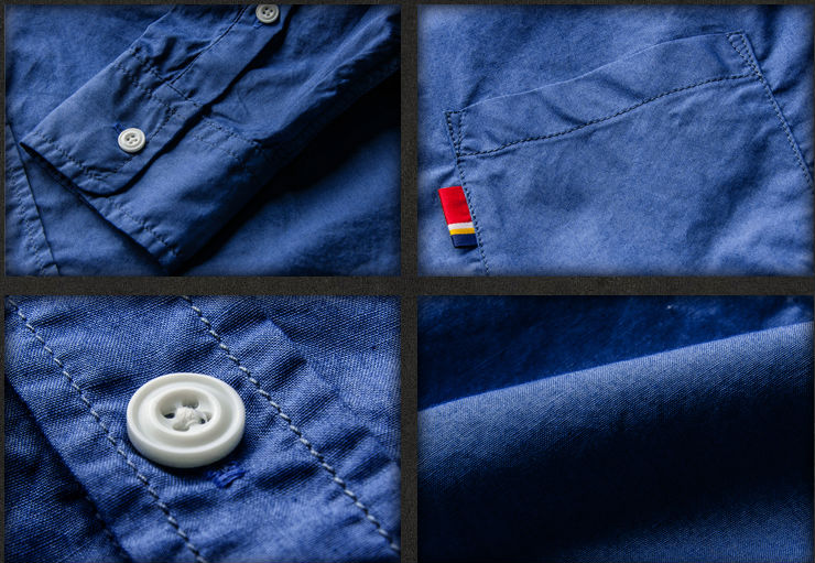 襟シャツダウンボタン、 赤シャツの襟のデザイン、 上にブランドと内側前立てのステッチ問屋・仕入れ・卸・卸売り