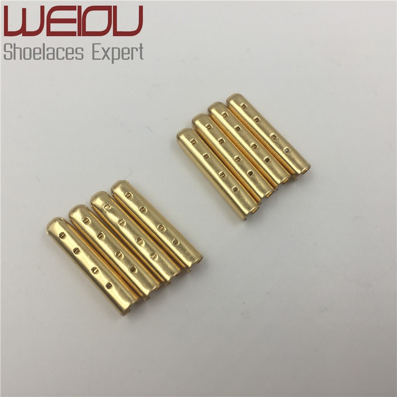 100 Pcs Shoelace Tip Aglet ends Bullet Metal Lock Clips replacement for  Shoe Lace Gold