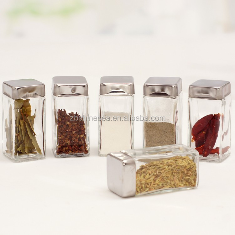 Stackable Square Clear Glass Spice Jar W/shaker Lid - Buy Stackable Square  Clear Glass Spice Jar W/shaker Lid Product on