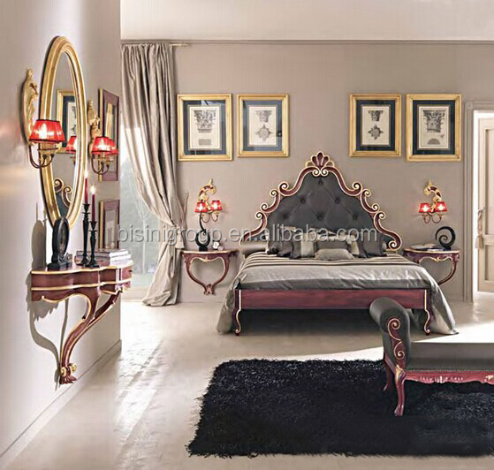 Luxe antique italien ruby rouge royale tuftés chambre ensemble ... Chambre a coucher moderne italienne