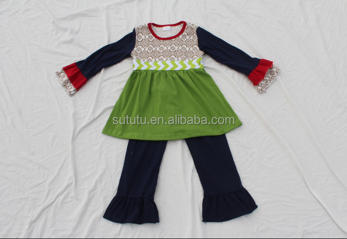 幼児のブティックの衣類卸売ブティックマスタードパイ赤ちゃんの女の子衣類安いマッチングリメイクセットの子供たちの衣装仕入れ・メーカー・工場