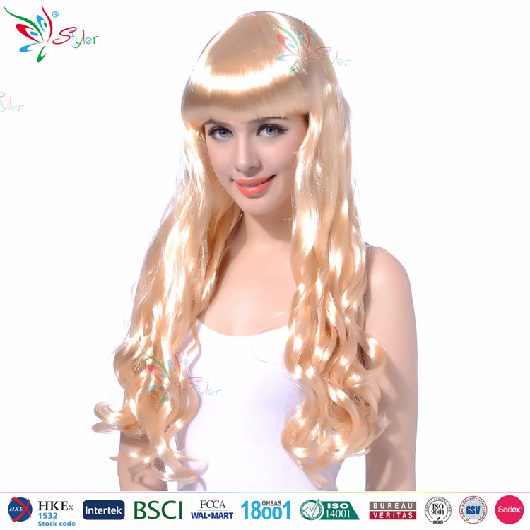 Styler Brand Fashion Womens Long Blonde Wavy Hair Wholesale Curly