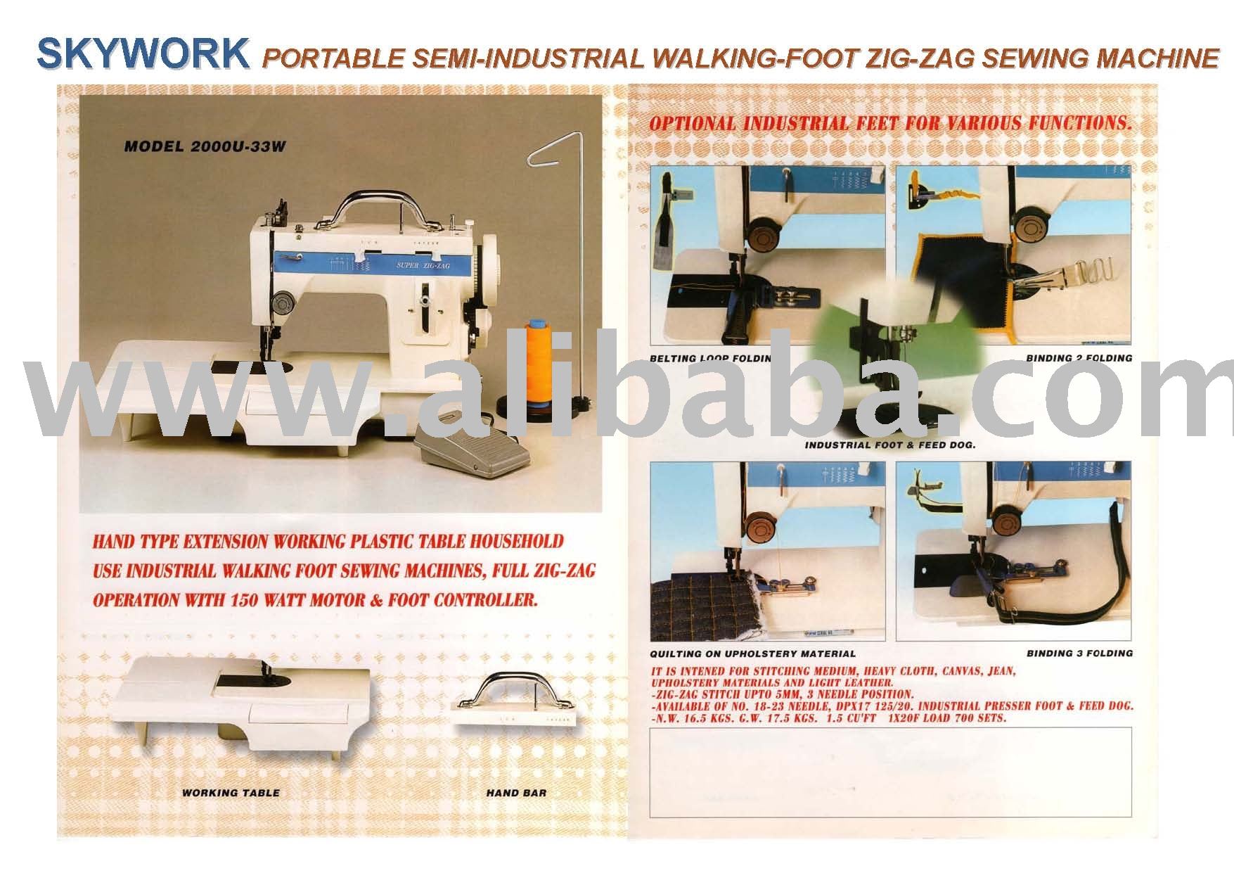Semiindustrial Walkingfoot Zigzag Sewing Machinefor Medium & Heavy