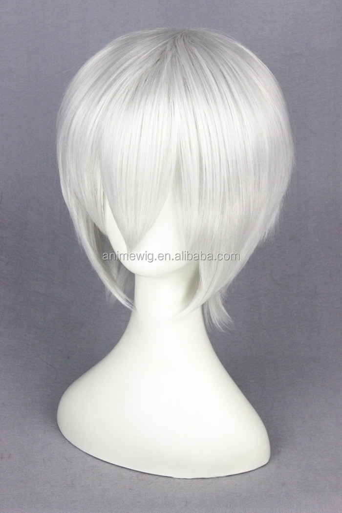 高品質グールケンkaneki35センチメートル短い東京銀白色合成アニメのかつらコスプレ衣装毛のかつらパーティーかつら 問屋・仕入れ・卸・卸売り