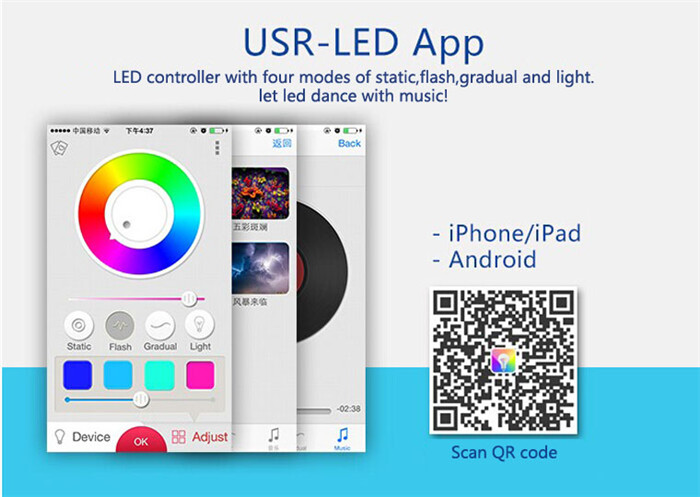 (usr- wl1) wi-fiリモコンledコントローラ、 androidとiosアプリを供給する問屋・仕入れ・卸・卸売り