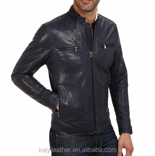 男性用青本物の革のジャケット、 ファッションボンバーjaket仕入れ・メーカー・工場