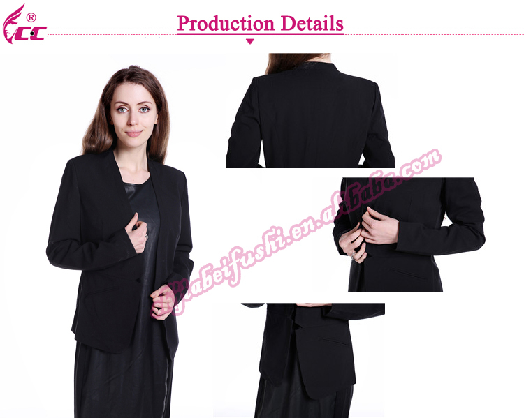 黒1ボタンなしpal小説ユニセックスシリコンビジネスの女性のスーツ仕入れ・メーカー・工場