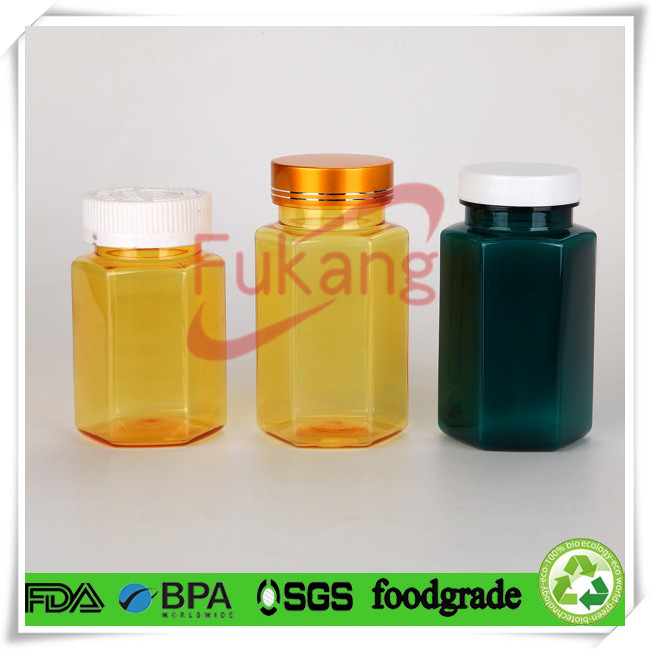 hexagonal pink color plastic pill bottle,200cc green PET vitamin E container,plastic tablets bottle bottle manufacturer