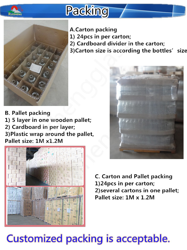 700ml 750ml empty clear top end whiskey bottle sizes