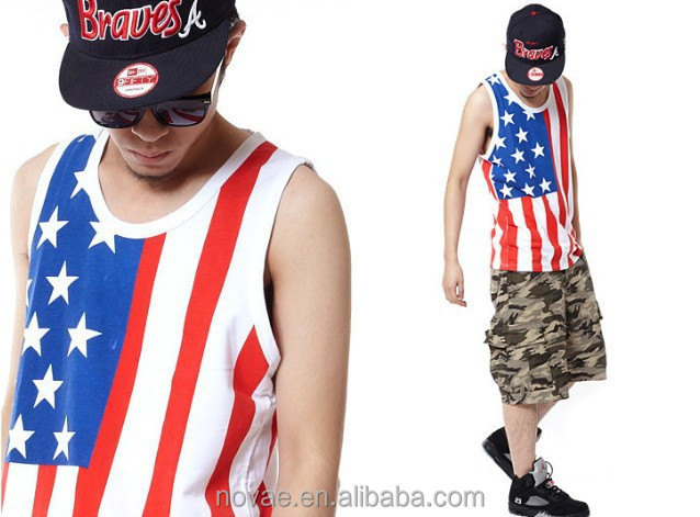米国旗の2014年ＨＩＰＨＯＰタンクトップの男性ファッションカジュアルフラグのベスト綿問屋・仕入れ・卸・卸売り