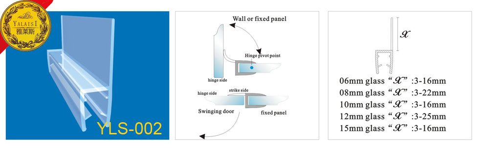Eco Friendly Frameless Shower Door Seal With Translucent Vinyl