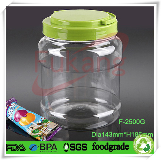 3500ml Transparent Large Plastic Candy Jar With Handle Lid For Plastic