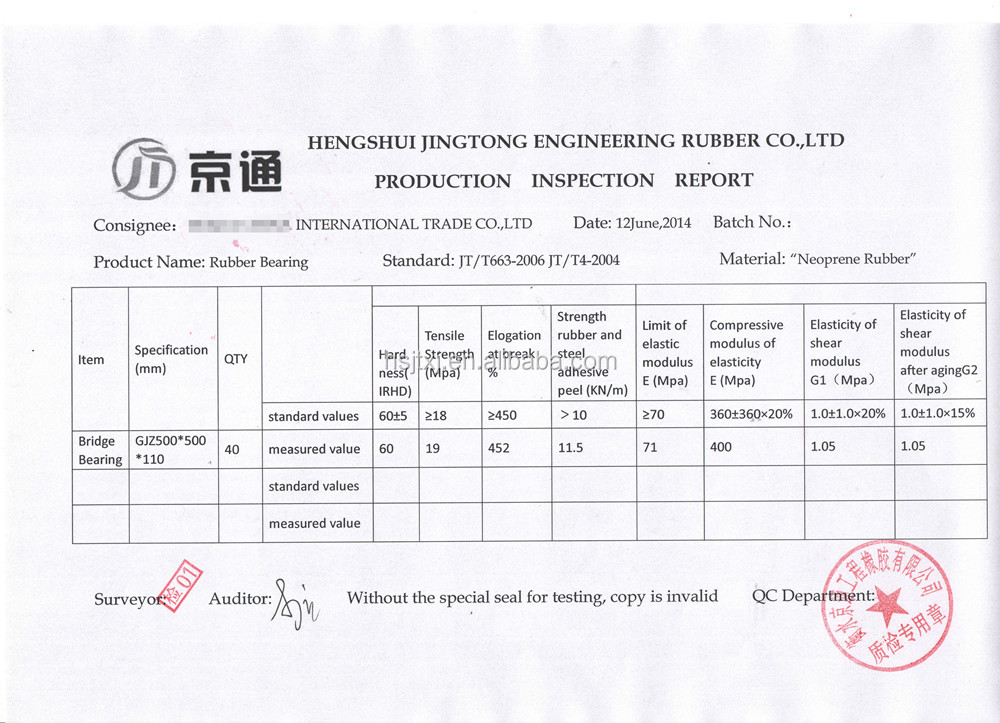 Hs Code 40169990 Elastomer Bearing Pad Buy 400*250*53mm Elastomeric