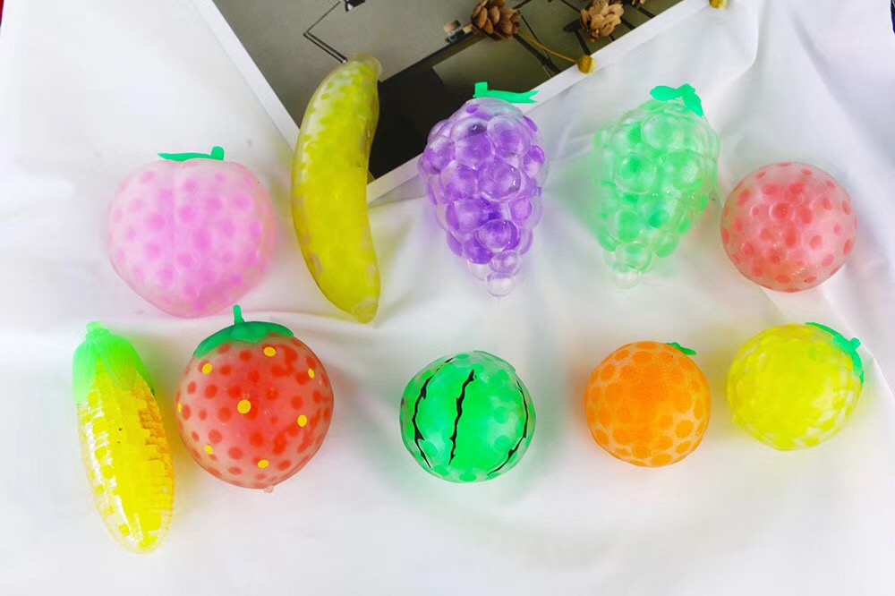 2022 wholesale Bead gel stress squishy ball fruit shaped rubber beads ball toys Alibaba