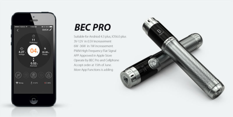 36w12vと高電圧とワット数のe- タバコmodを使用しSMOKTECH BEC Pro Blue tooth問屋・仕入れ・卸・卸売り