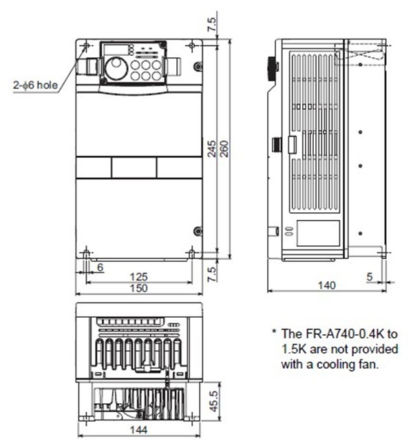 FR-A720-2.2K dimensions