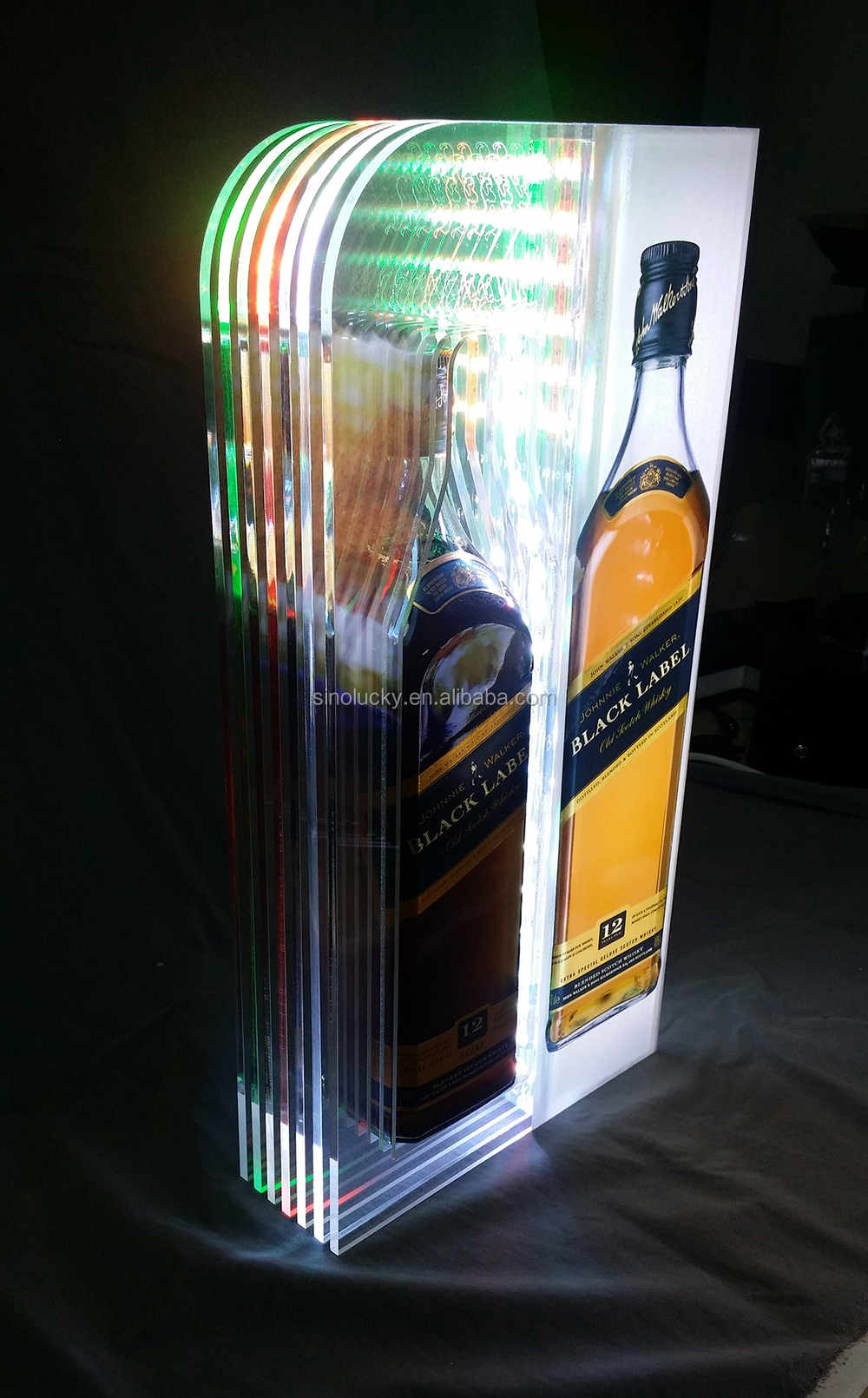 Led Lighted Acrylic Display Case / 2 Tier Decorative Liquor Bottle