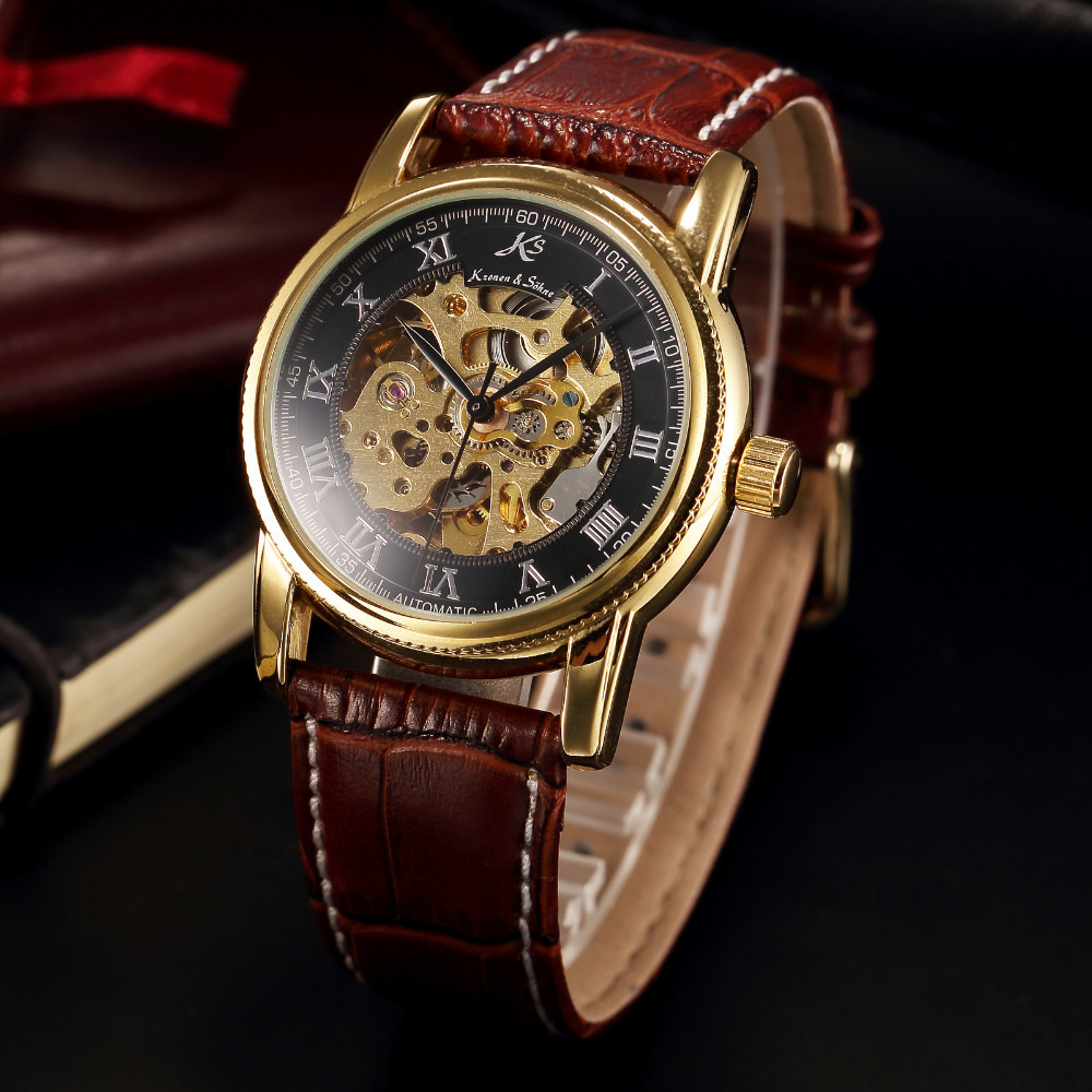 kronen & sohne golden skeleton roman numeral automatic