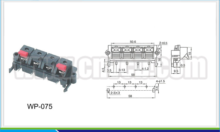 よく販売のホットwp-075デザインwpプッシュ式スピーカーターミナル端子4コネクタのプッシュピン仕入れ・メーカー・工場