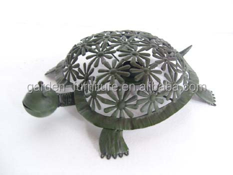 Fer forgé art figurine, cour porche patio home decor, métal tortue ...
