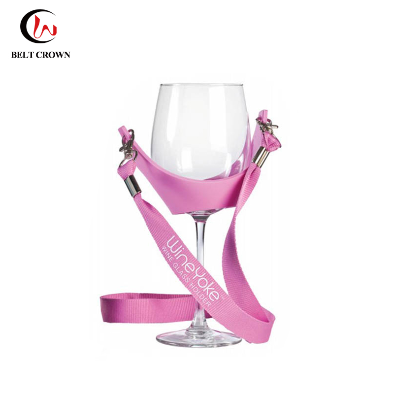 Wholesale Alibaba Custom Silk Screen Printing Wine Glass Holder Lanyard