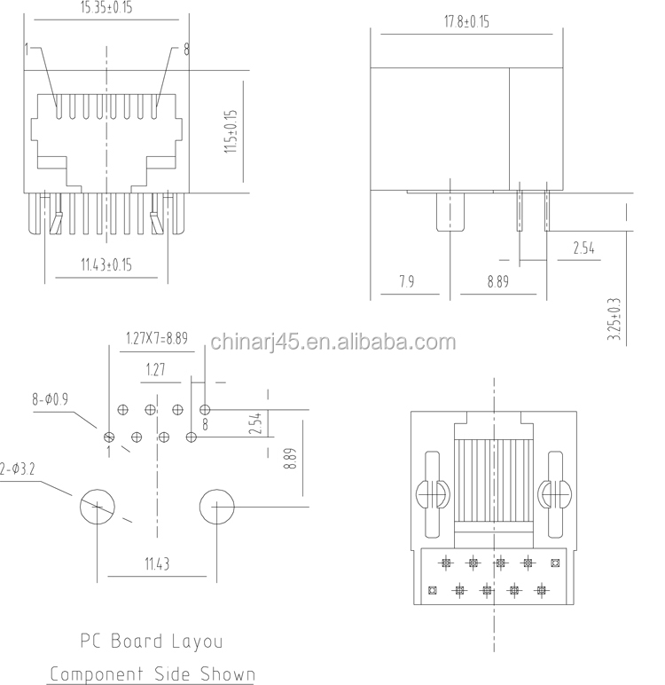 直角8p8cネットワークrj45シールドモジュラーpcbコネクタジャック仕入れ・メーカー・工場