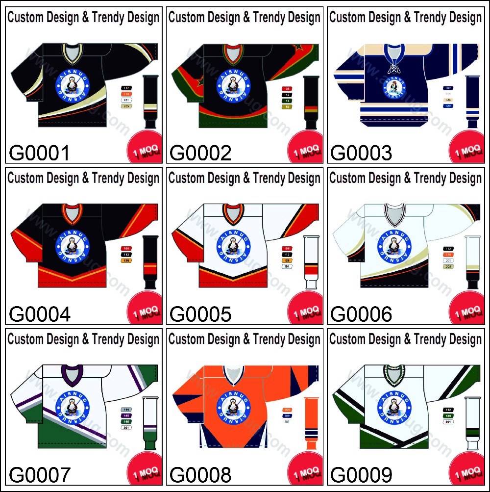 Wholesale Printed Blank Polyester Team Set Sublimated Hockey Jersey