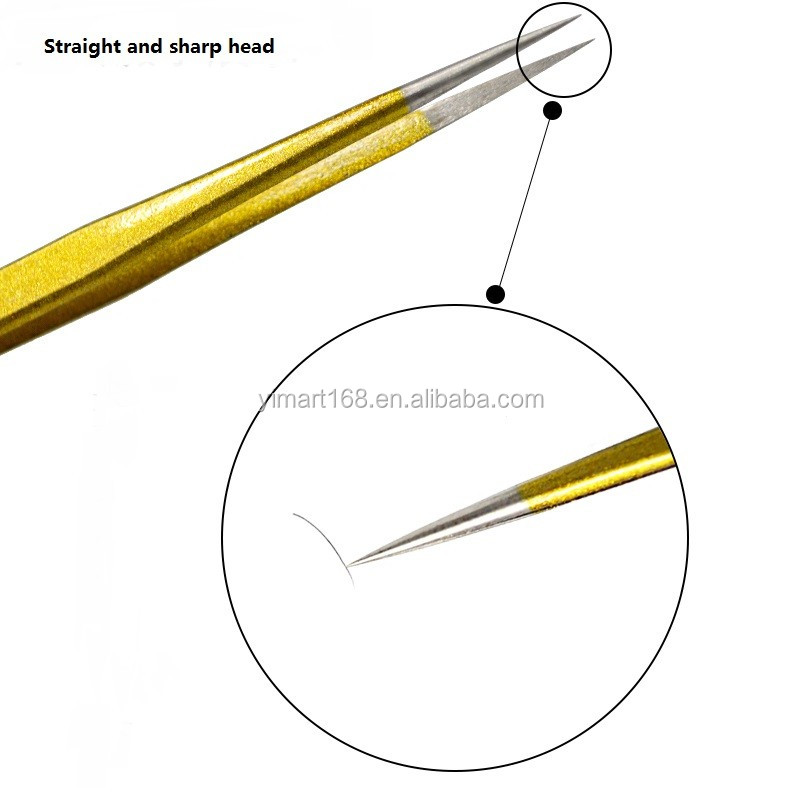 Yimartゴールデン化粧鋼眉毛毛ストレートピンセット、ネイルアートニッパー 問屋・仕入れ・卸・卸売り