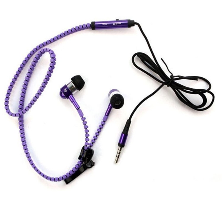 Promotional in-ear earphone with ziper stereo zipper wired earphone with mic for iphone and mobile phone