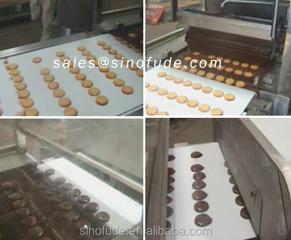 Chocolate enrober with cooling tunnel