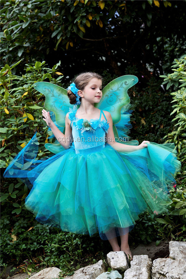 派手なパーティードレス2014年エルフ衣装女の子のための子供のための衣装を持つ女の子の蝶翼妖精衣装写真エルフ仕入れ・メーカー・工場