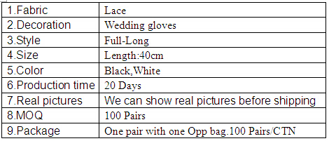 結婚式の手袋・のレースの花嫁の手袋問屋・仕入れ・卸・卸売り