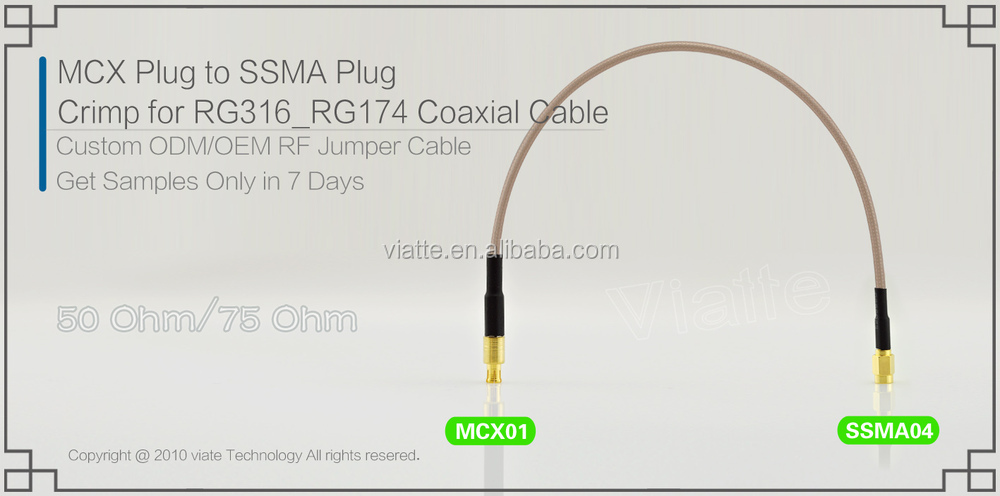 Mcxプラグ/ssmaオスプラグ/rg316_rg174オス圧着同軸ケーブルのコネクタのための仕入れ・メーカー・工場