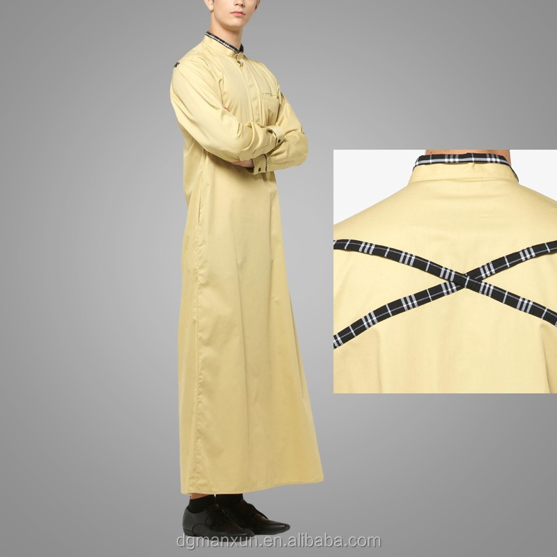 Mens Thobe Islamic Clothing with X Series Light Gold Men Abaya (5).jpg