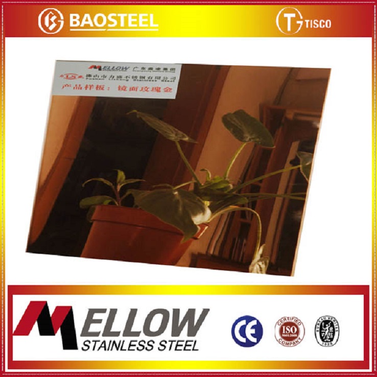 Mellow Foshan Factory 8K PVD Coating Champagne Gold Mirror Stainless Steel Sheet