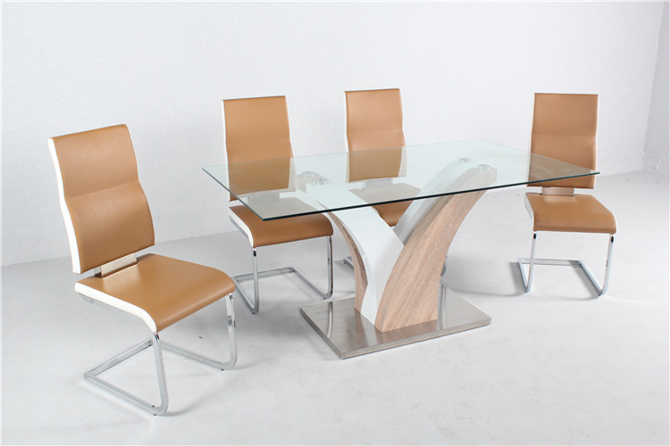 Bases de madera muebles mesa comedor de cristal y sillas para ... Muebles de comedor con la mesa de vidrio y sillas de colores