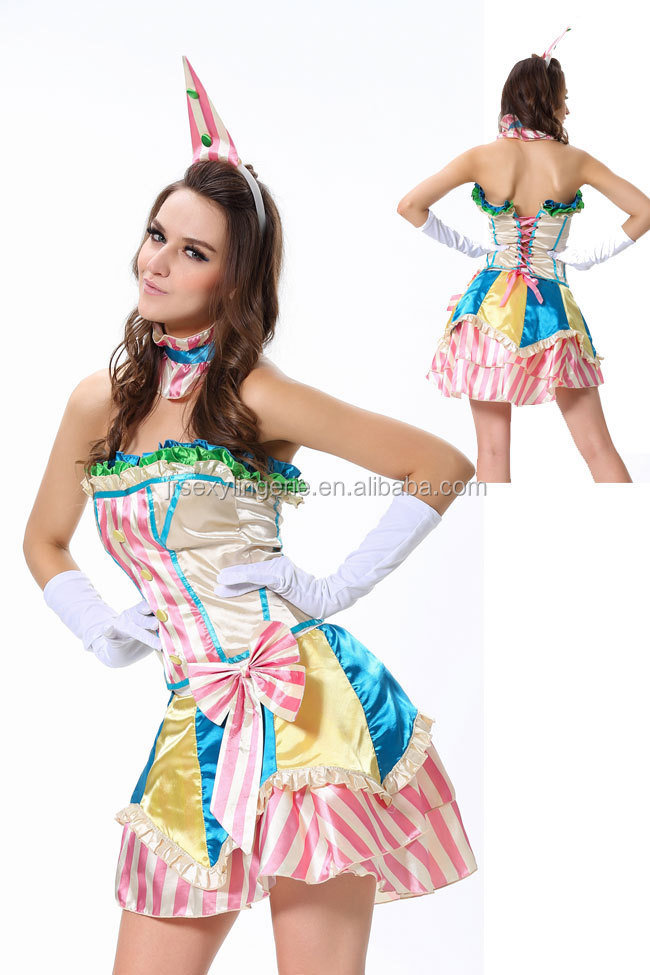新しいデザインの女性用candylicious仮装衣装ピエロエキゾチックなセクシーな大人のコスプレハロウィン衣装アパレル問屋・仕入れ・卸・卸売り
