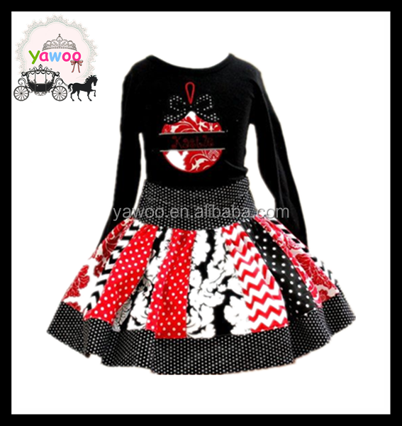 wholesale children"s boutique clothing floral skirts black shirt