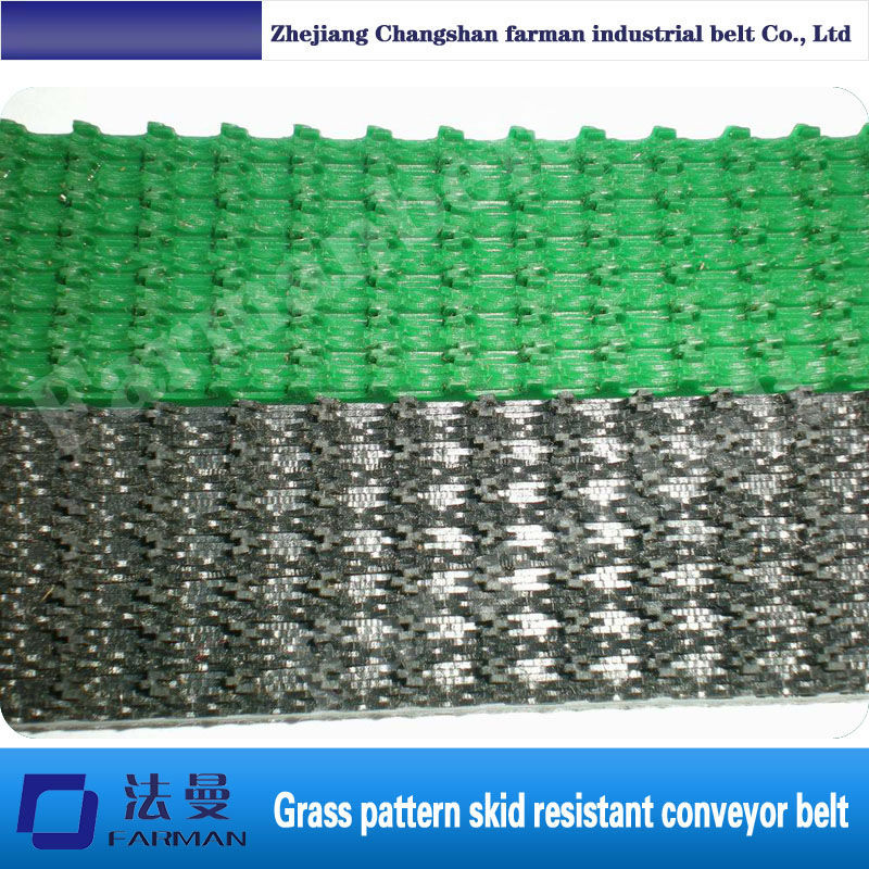 粗面草のパターンpvcスキッドコンベアベルト、 色: 緑の厚さ: カスタマイズされたサイズ5mm梱包機ベルト仕入れ・メーカー・工場