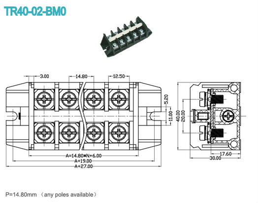 Pcbマウントターミナルブロック14. 8ミリメートルピッチ電子コネクタ仕入れ・メーカー・工場