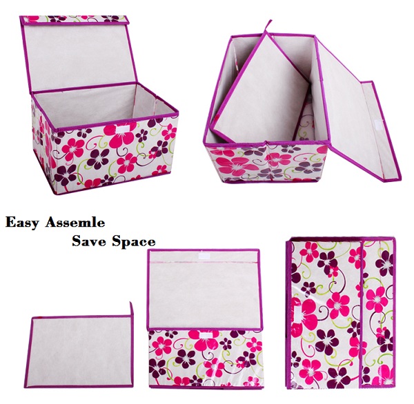 Household storage colourful collapsible non woven plastic storage box & bins