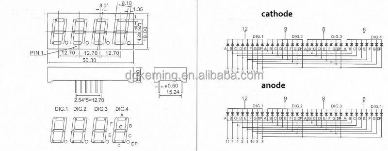 Red 0.5641inch four 4 quad digit led clock circuit board