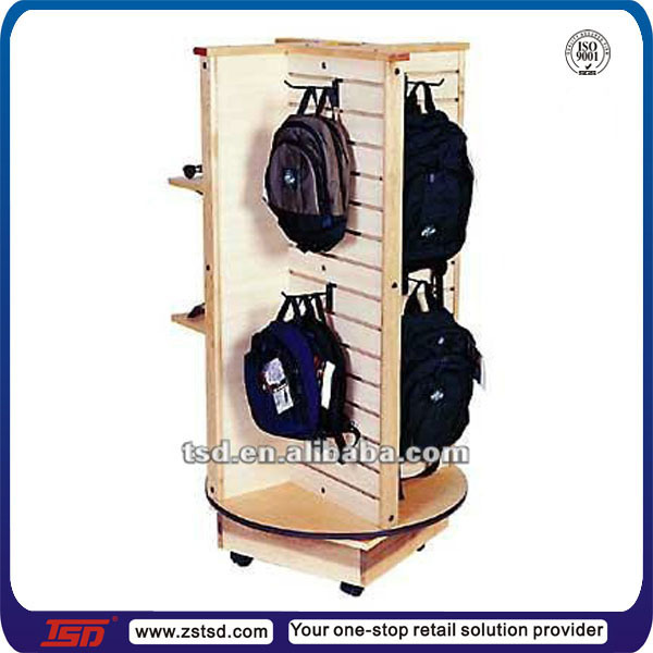 China Multi-Purpose Rotating Brown Retail Wooden Handbag Display Stand  Manufacturer and Supplier