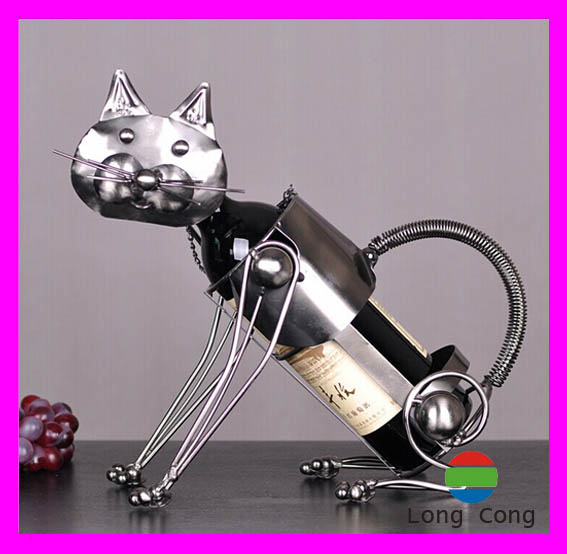 動物の金属he1860猫ワインボトルホルダー問屋・仕入れ・卸・卸売り