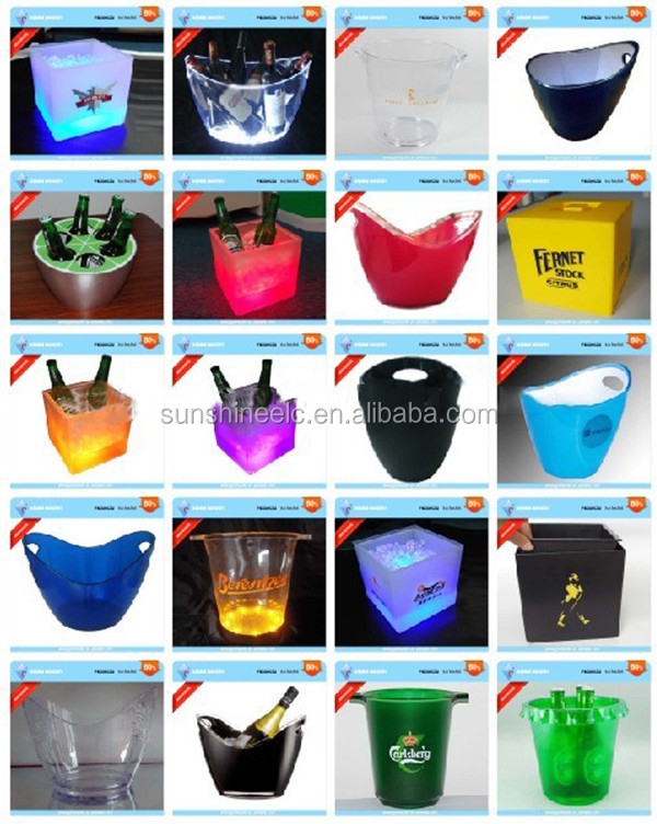 Whole sale RGB waterproof led plastic large champagne outdoor ice bucket for party