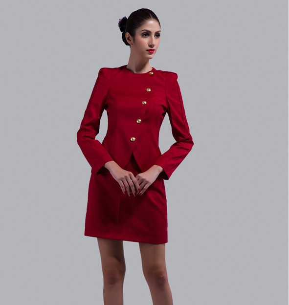 ファッションデザイン赤の女性のための航空会社の制服仕入れ・メーカー・工場