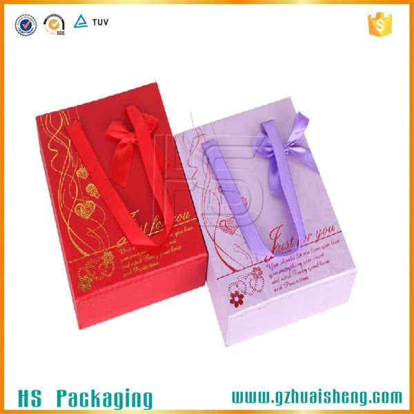 cheap gift paper box/ cardboard box with ribbon for packaging