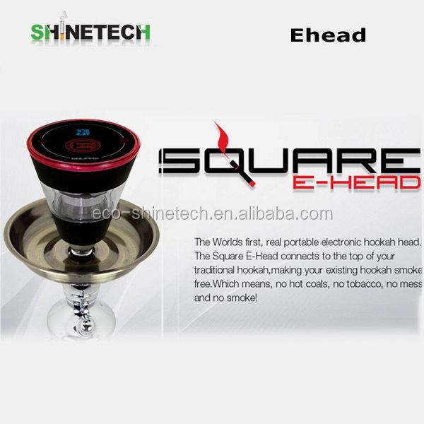 Square ehead!!!Touch screen e head hookah with 8ml tank fit for all kinds of ehookah with two colors