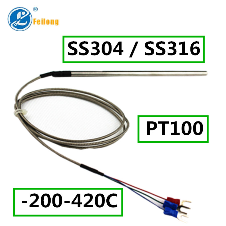 Capteur de température RTD PT100 PT1000 haute température à 3 fils avec 2  Câble en silicone pour multimètres - Chine SONDE DE température PT100, RTD